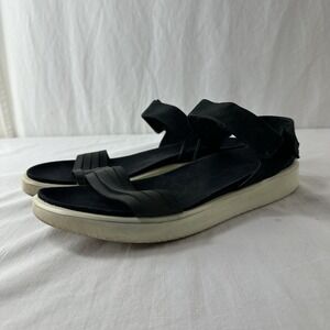 Ecco Women's Flowt Strap Sandals‎ Black Leather Open Toe Size 11 US 42 EU